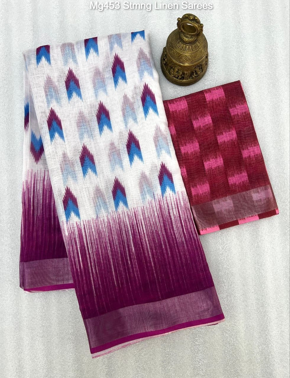 Mg453 Stmng Linen Sarees