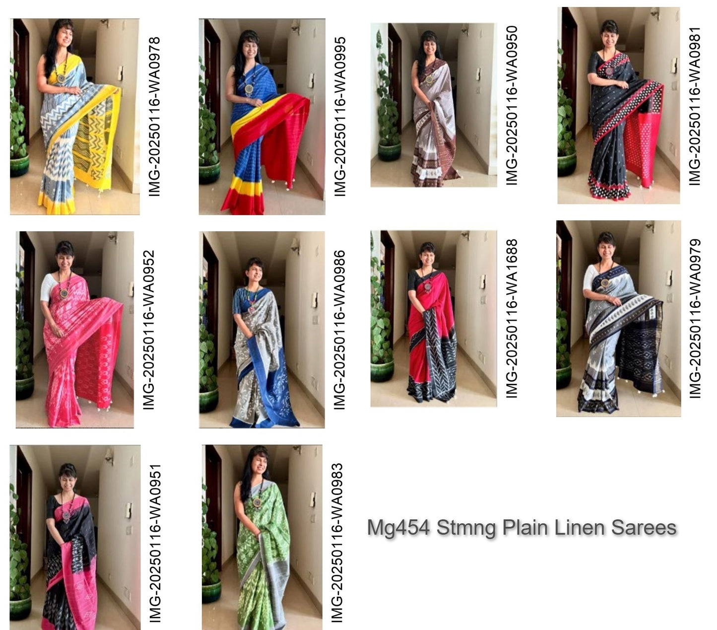 Mg454 Stmng Plain Linen Sarees