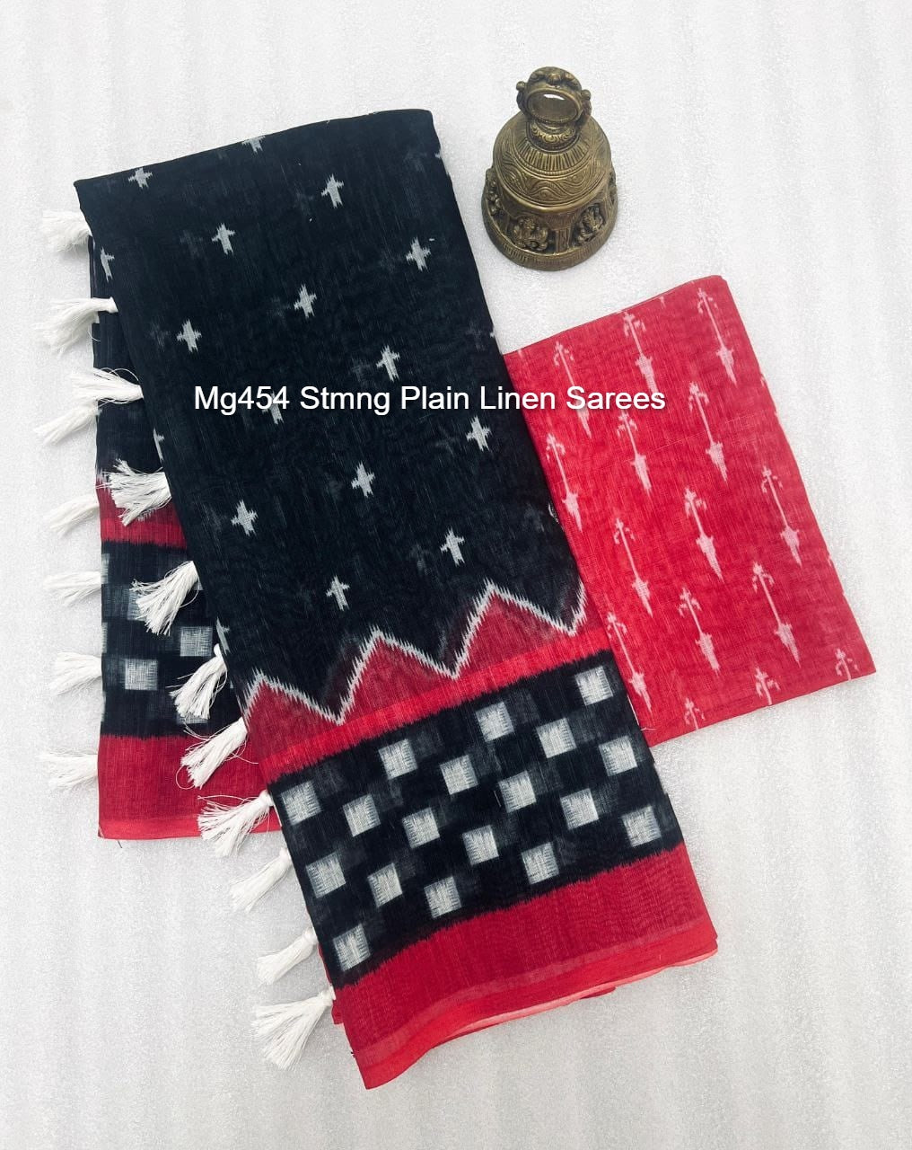 Mg454 Stmng Plain Linen Sarees