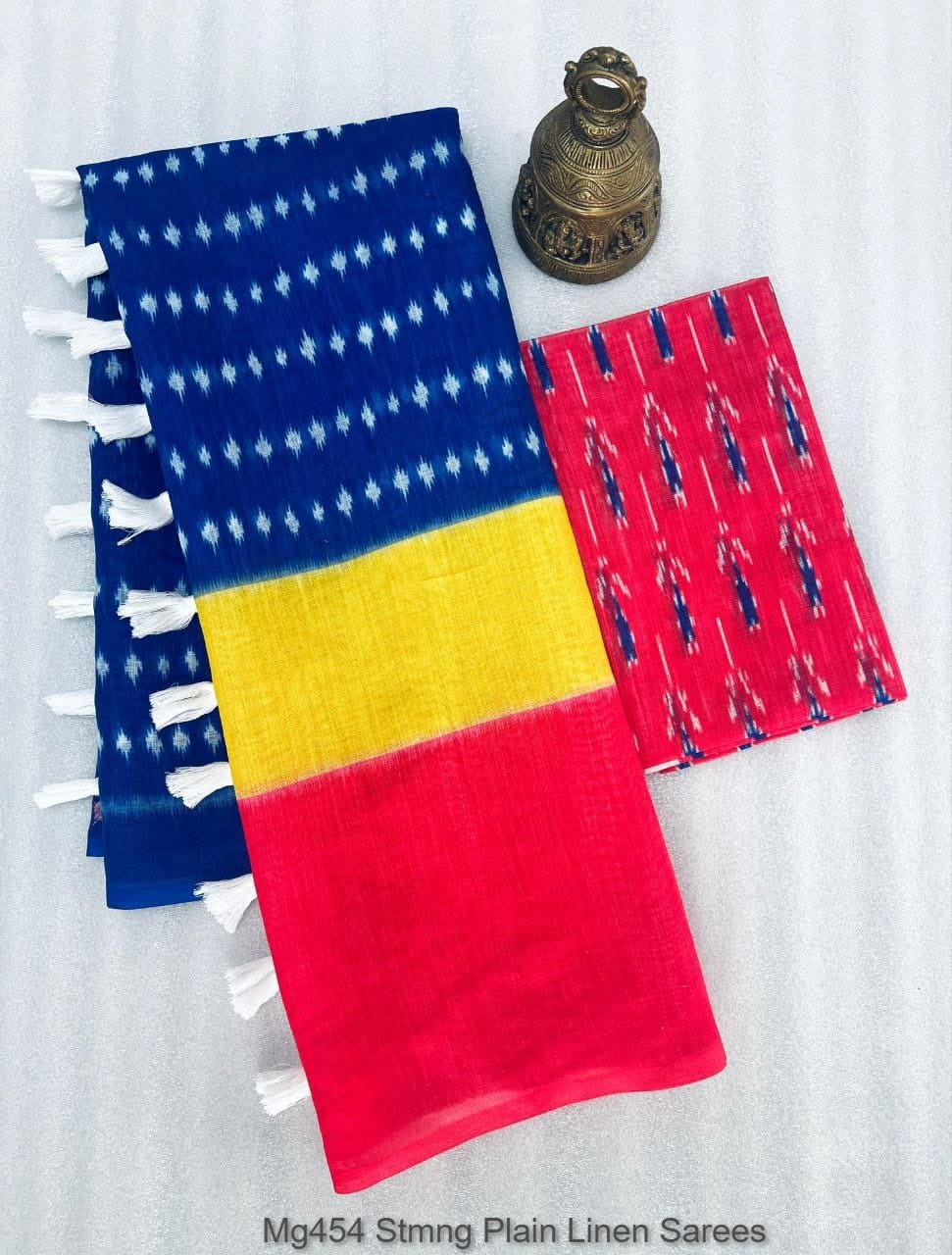 Mg454 Stmng Plain Linen Sarees