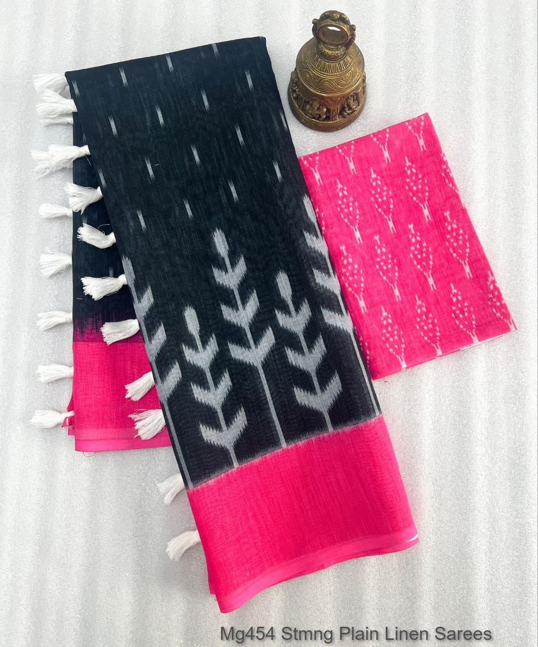 Mg454 Stmng Plain Linen Sarees