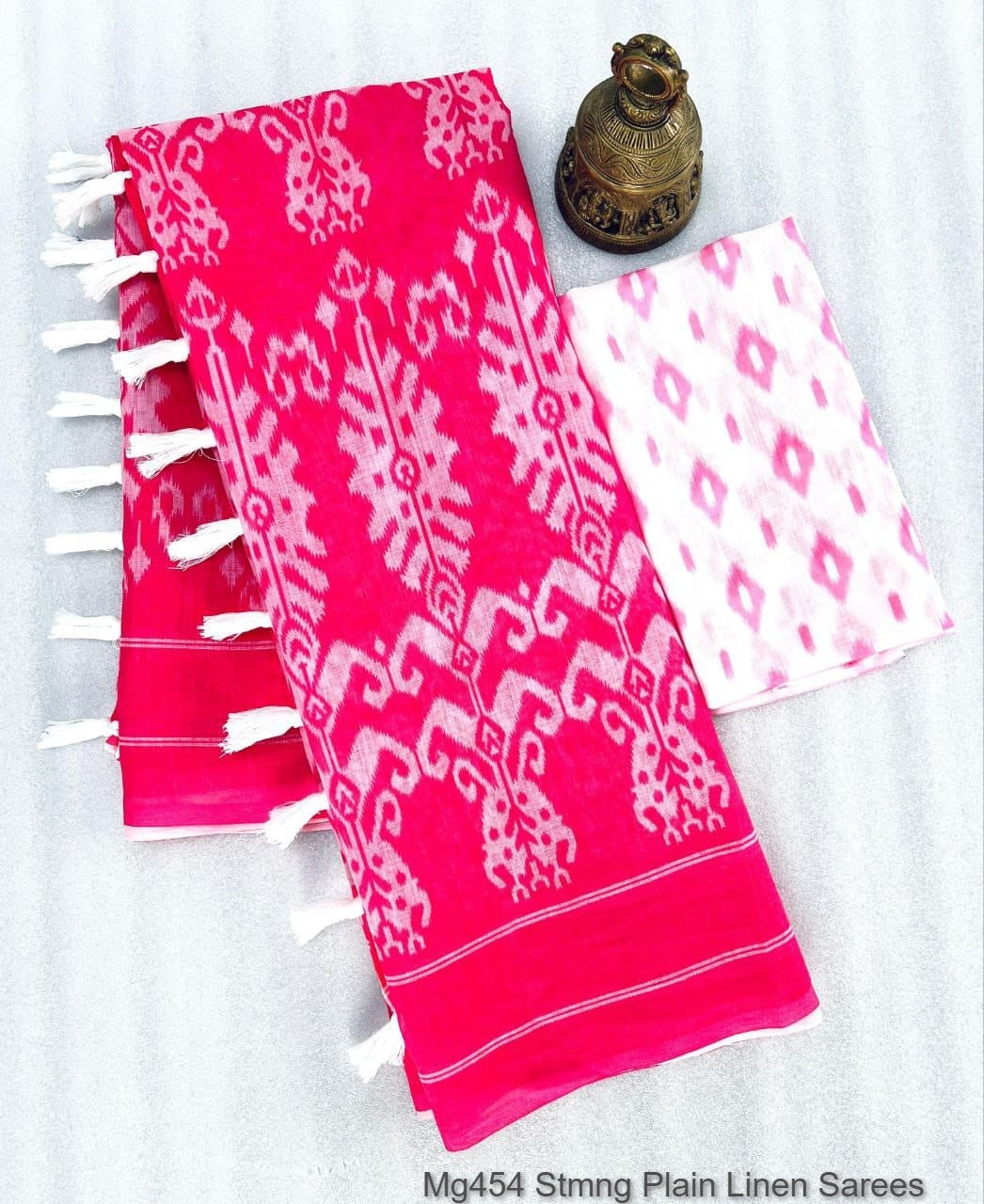 Mg454 Stmng Plain Linen Sarees