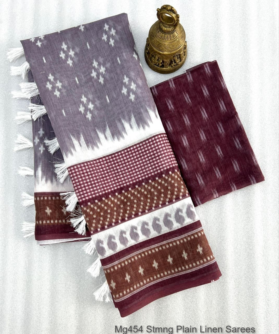 Mg454 Stmng Plain Linen Sarees