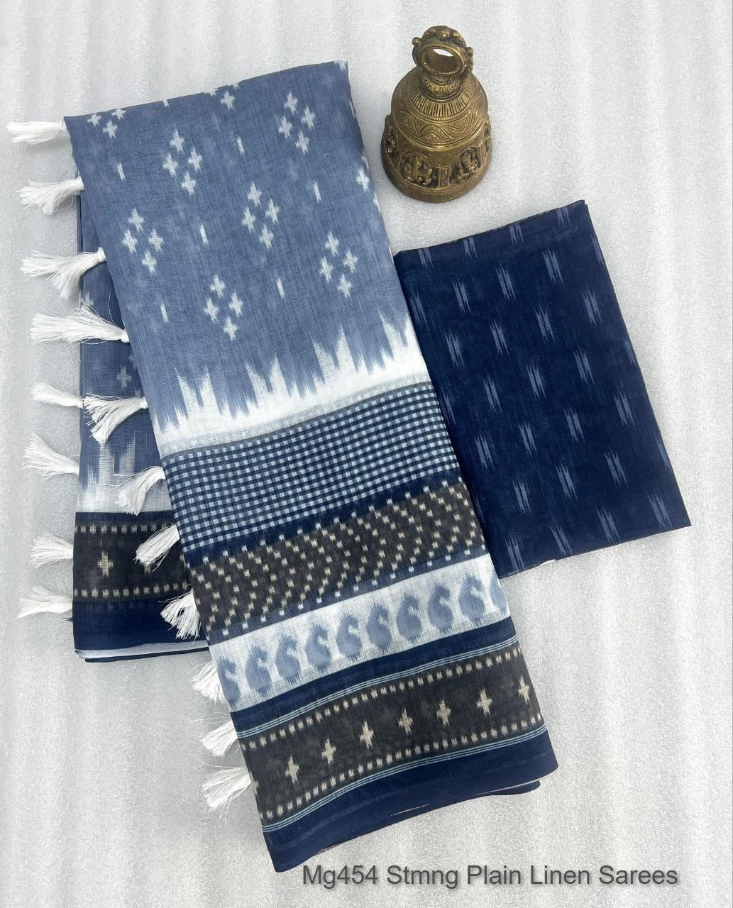 Mg454 Stmng Plain Linen Sarees