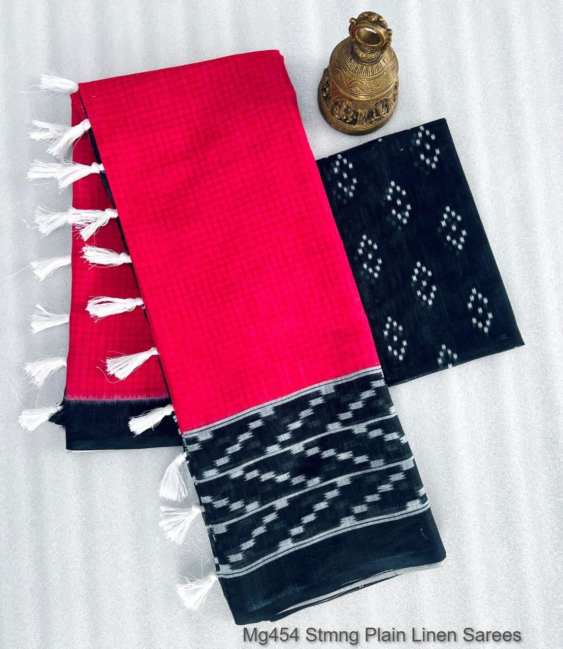 Mg454 Stmng Plain Linen Sarees
