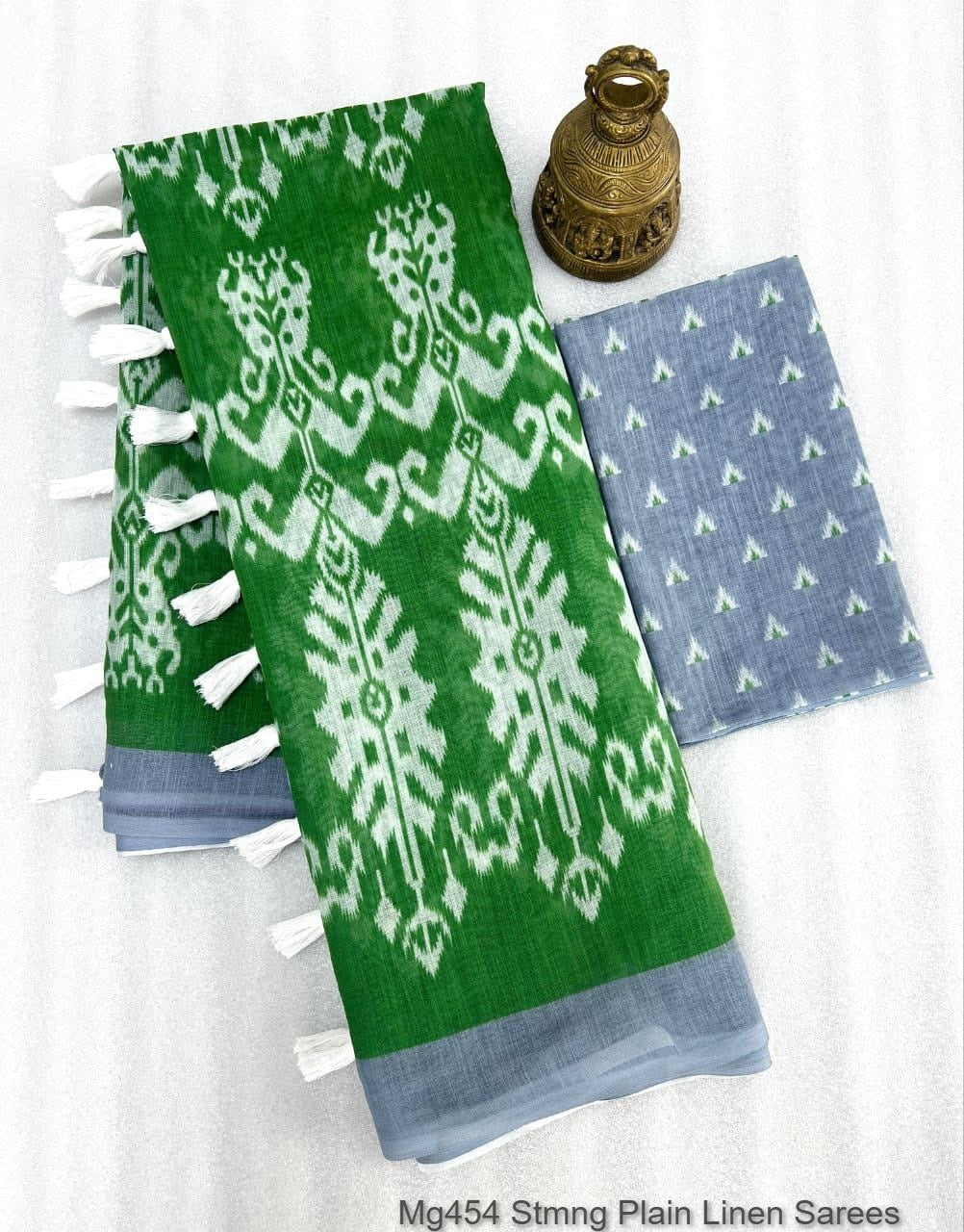 Mg454 Stmng Plain Linen Sarees