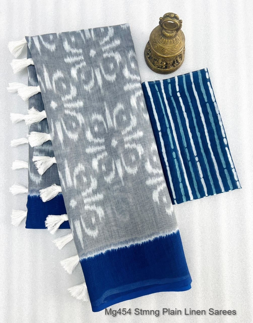 Mg454 Stmng Plain Linen Sarees