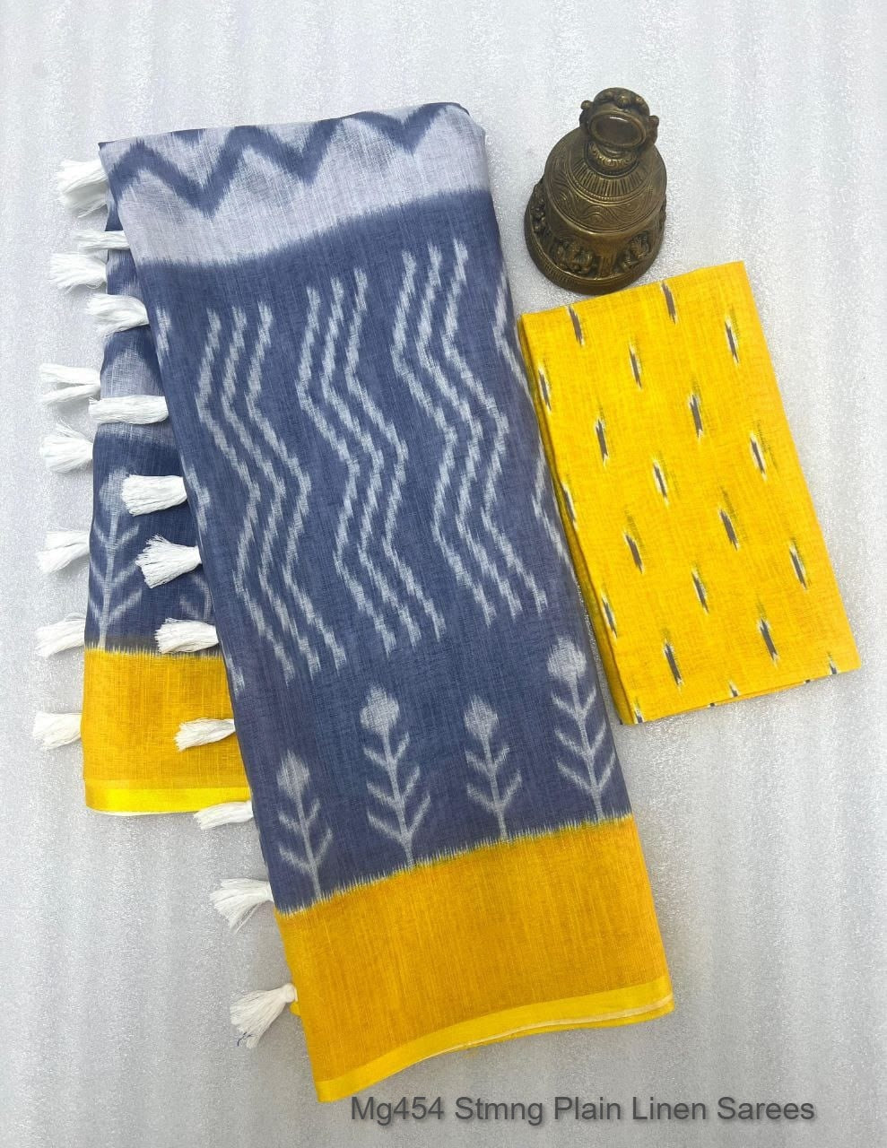 Mg454 Stmng Plain Linen Sarees