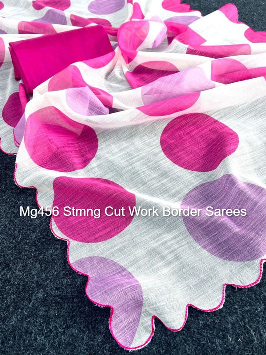 Mg456 Stmng Cut Work Border Sarees