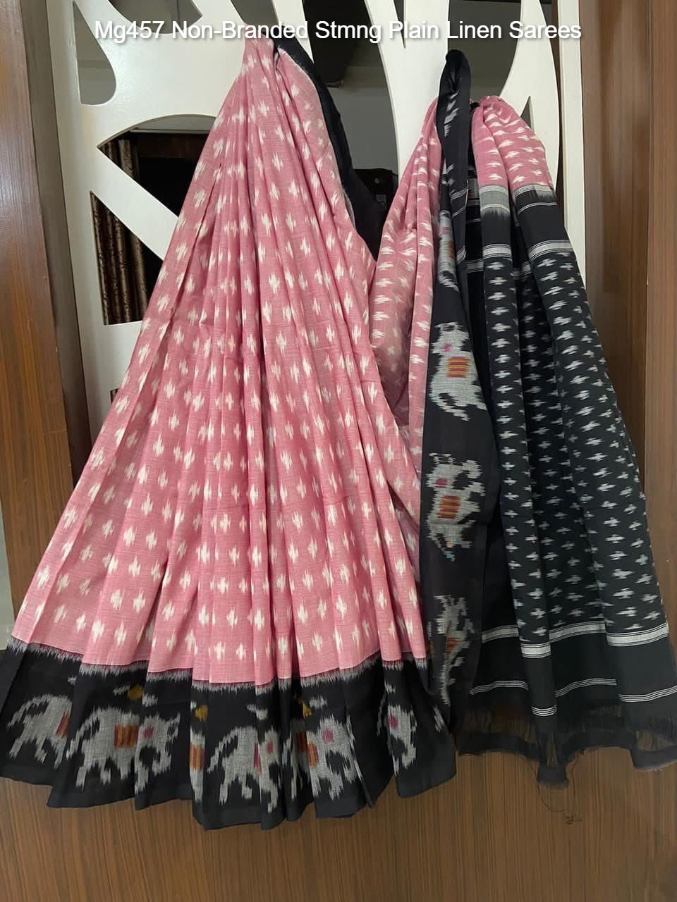 Mg457 Non-Branded Stmng Plain Linen Sarees