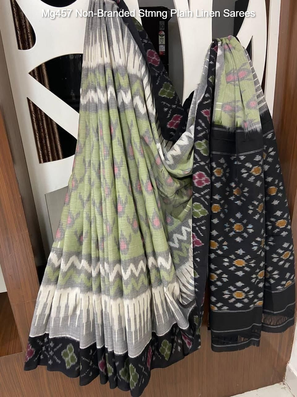 Mg457 Non-Branded Stmng Plain Linen Sarees