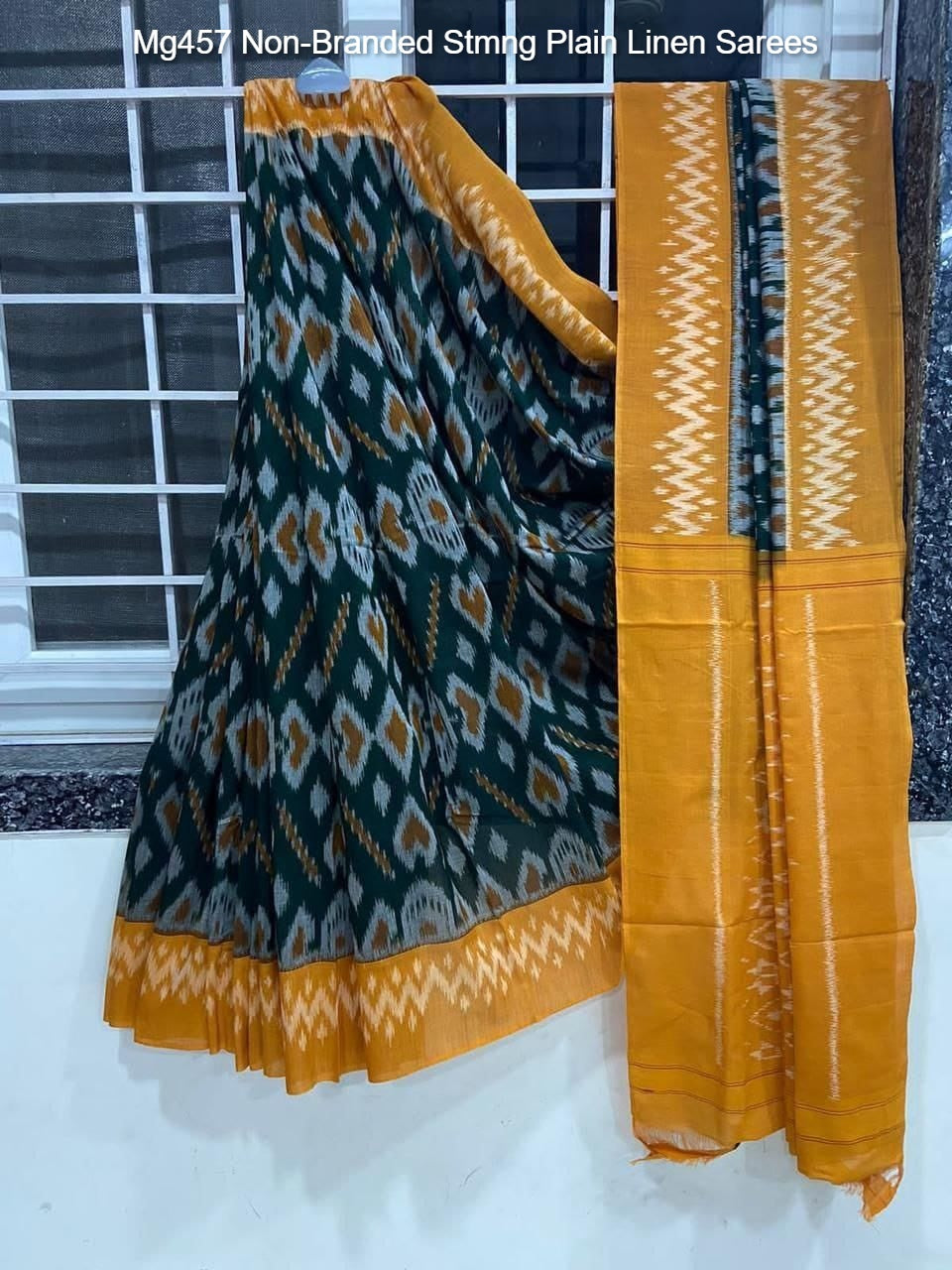 Mg457 Non-Branded Stmng Plain Linen Sarees
