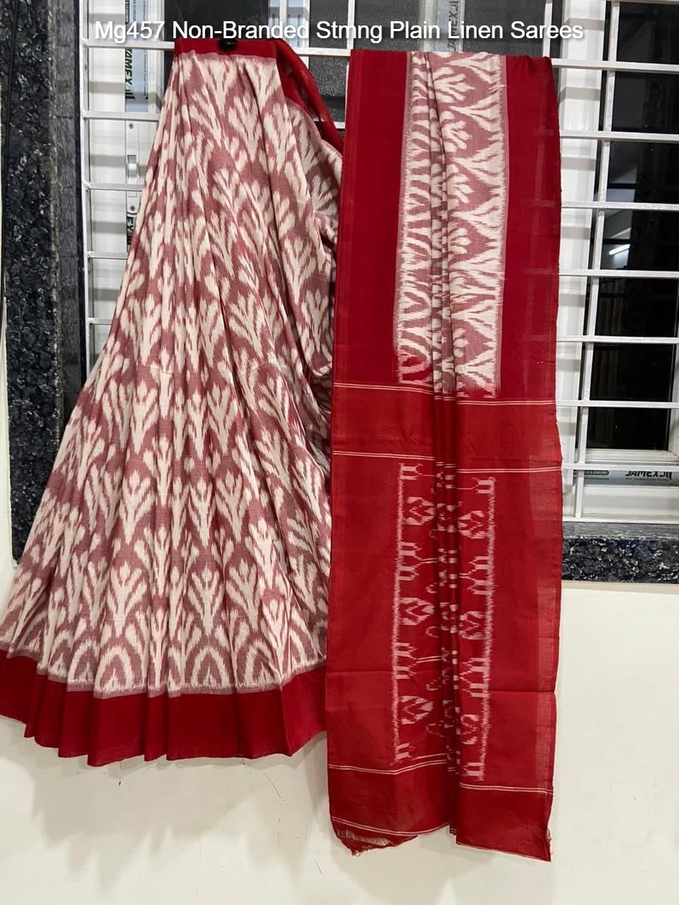 Mg457 Non-Branded Stmng Plain Linen Sarees
