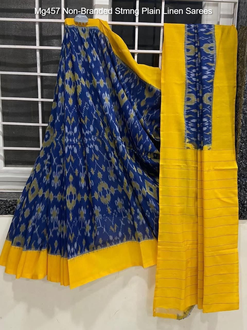 Mg457 Non-Branded Stmng Plain Linen Sarees