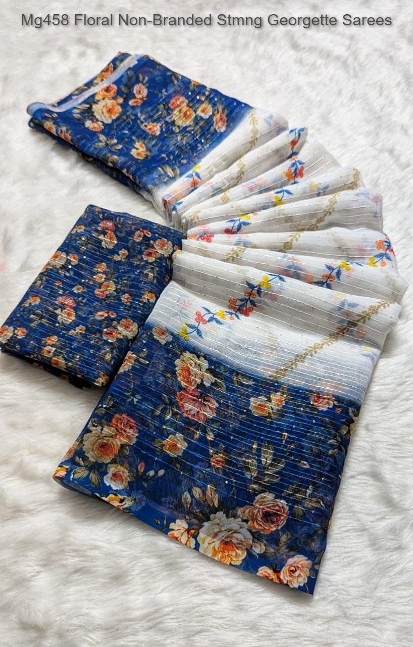 Mg458 Floral Non-Branded Stmng Georgette Sarees