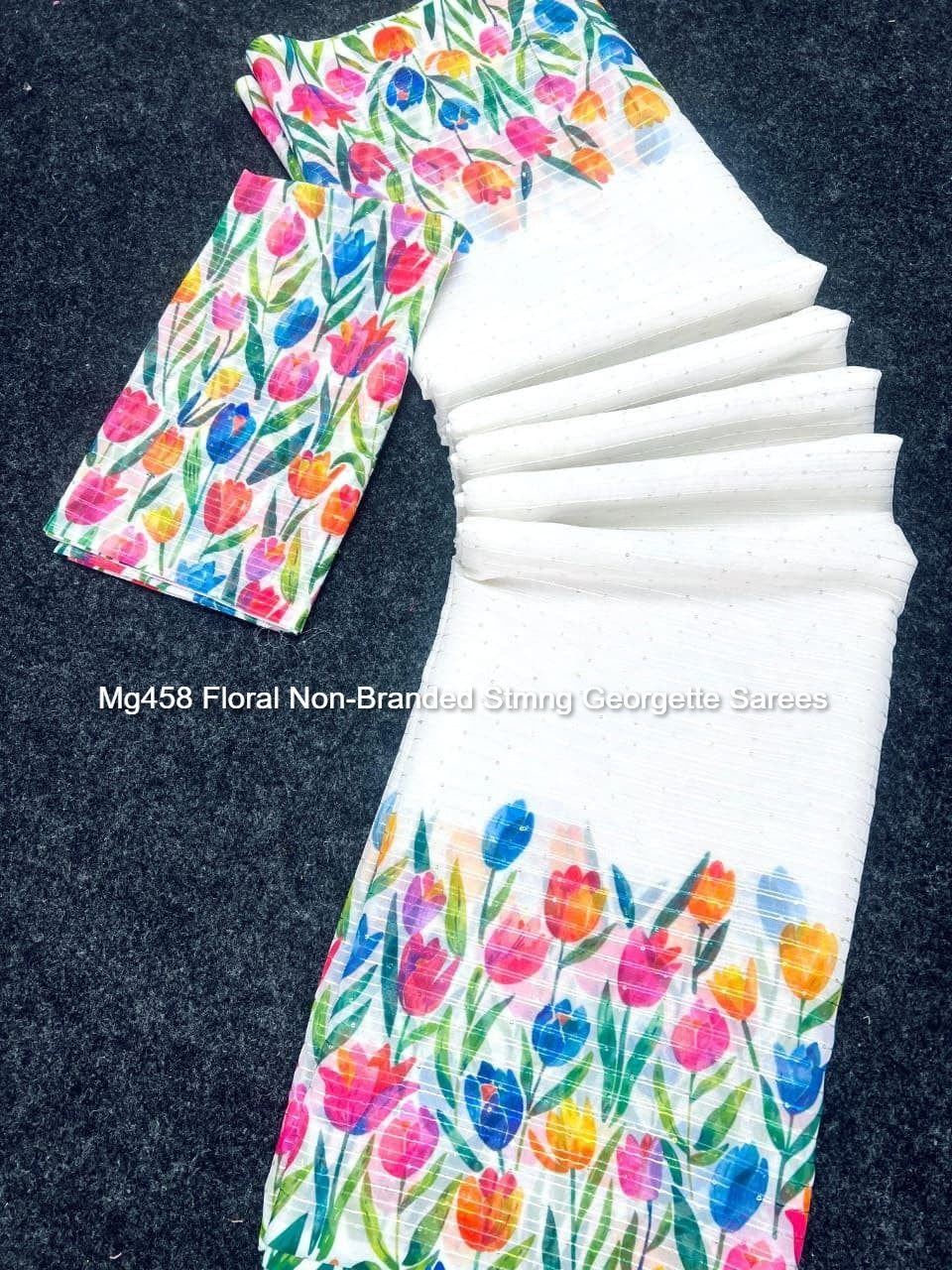 Mg458 Floral Non-Branded Stmng Georgette Sarees