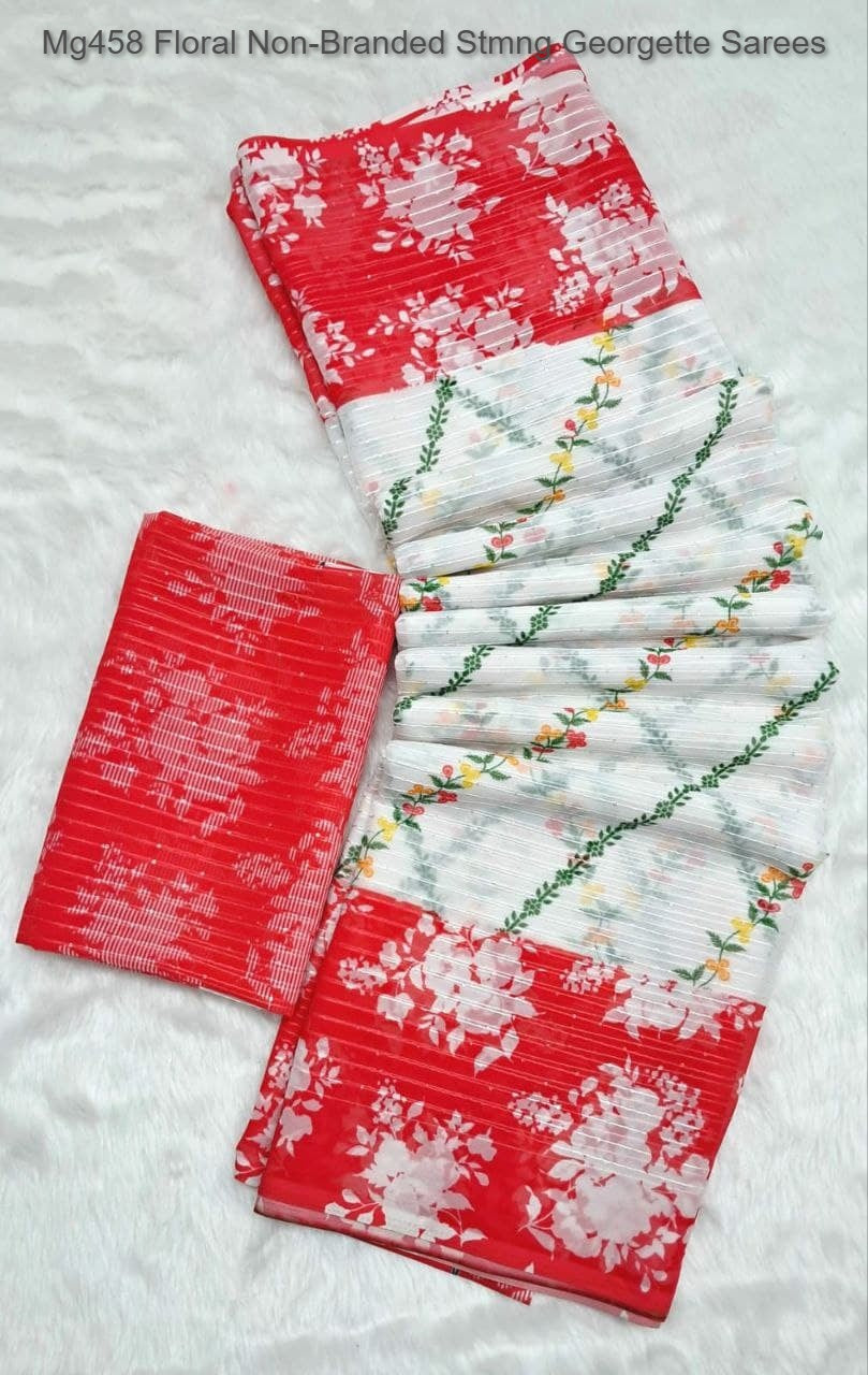 Mg458 Floral Non-Branded Stmng Georgette Sarees