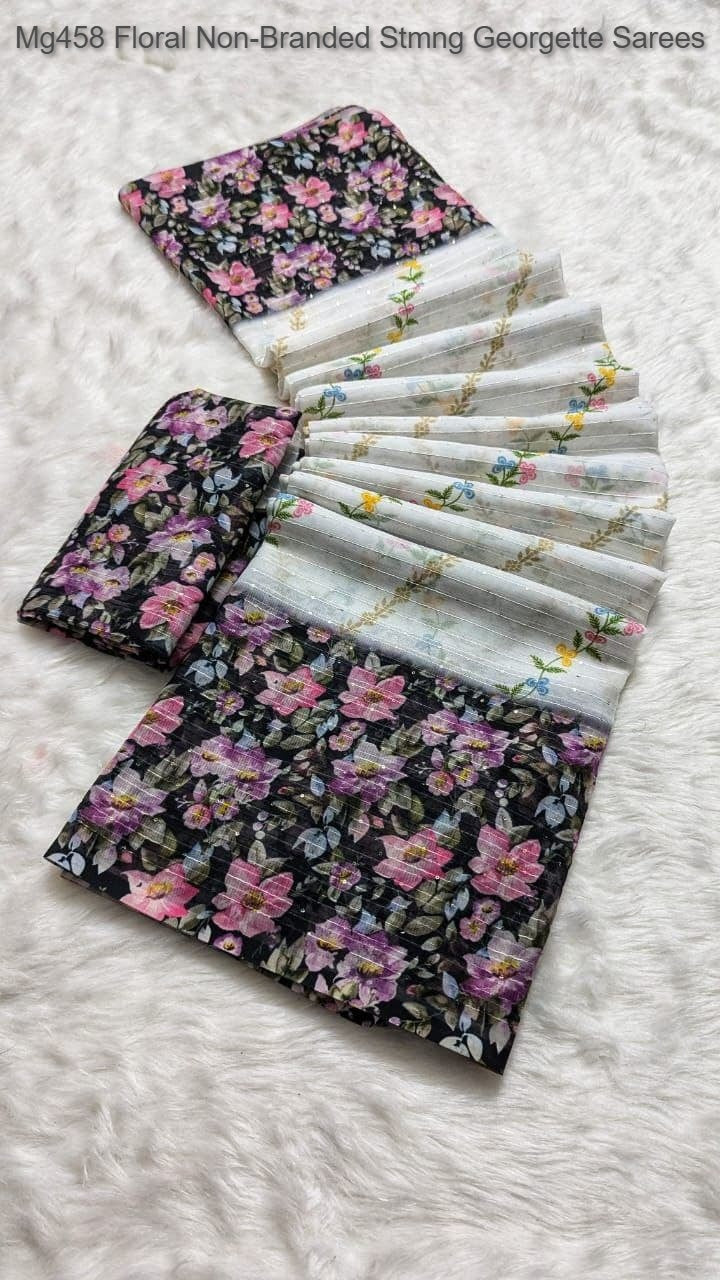 Mg458 Floral Non-Branded Stmng Georgette Sarees
