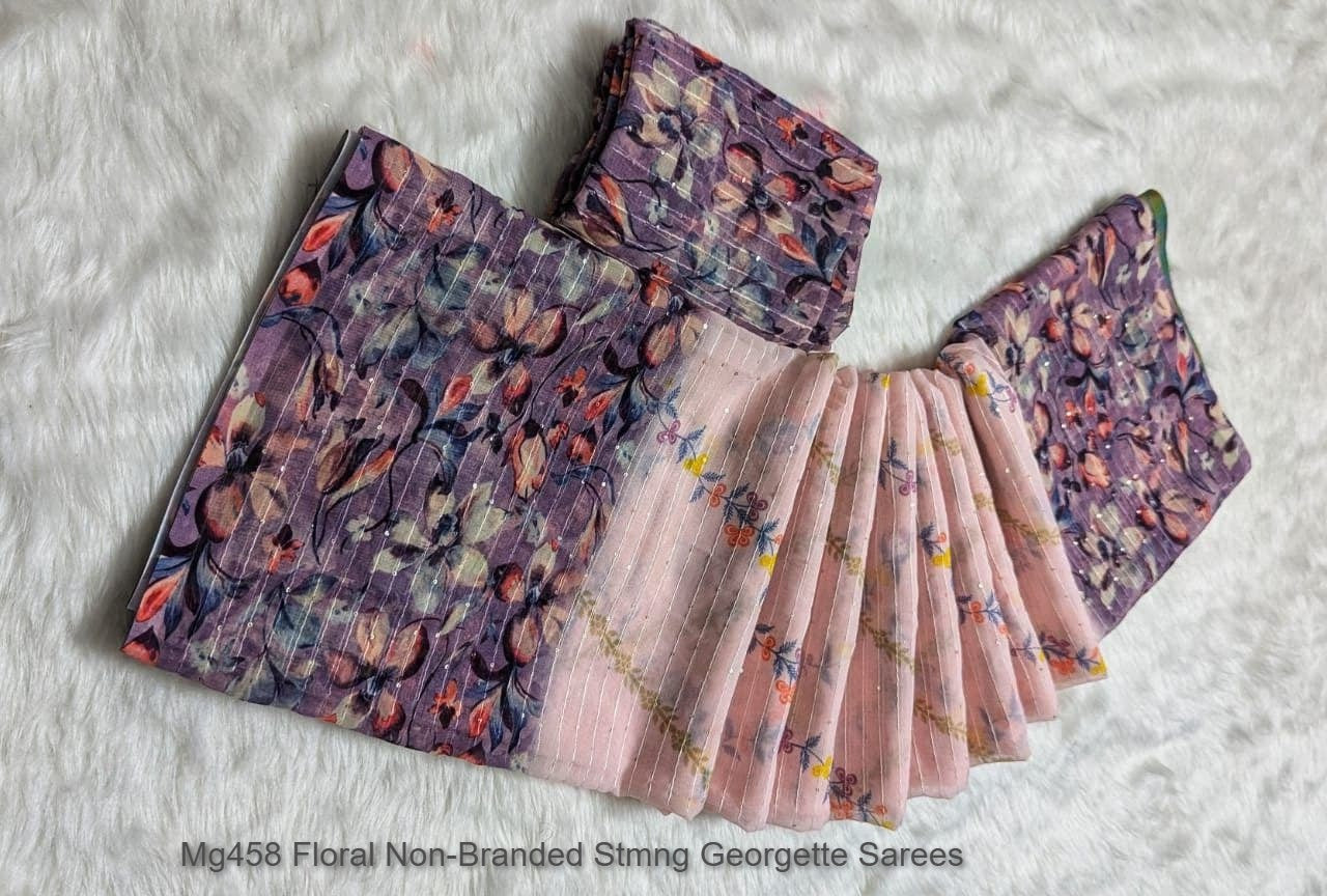 Mg458 Floral Non-Branded Stmng Georgette Sarees