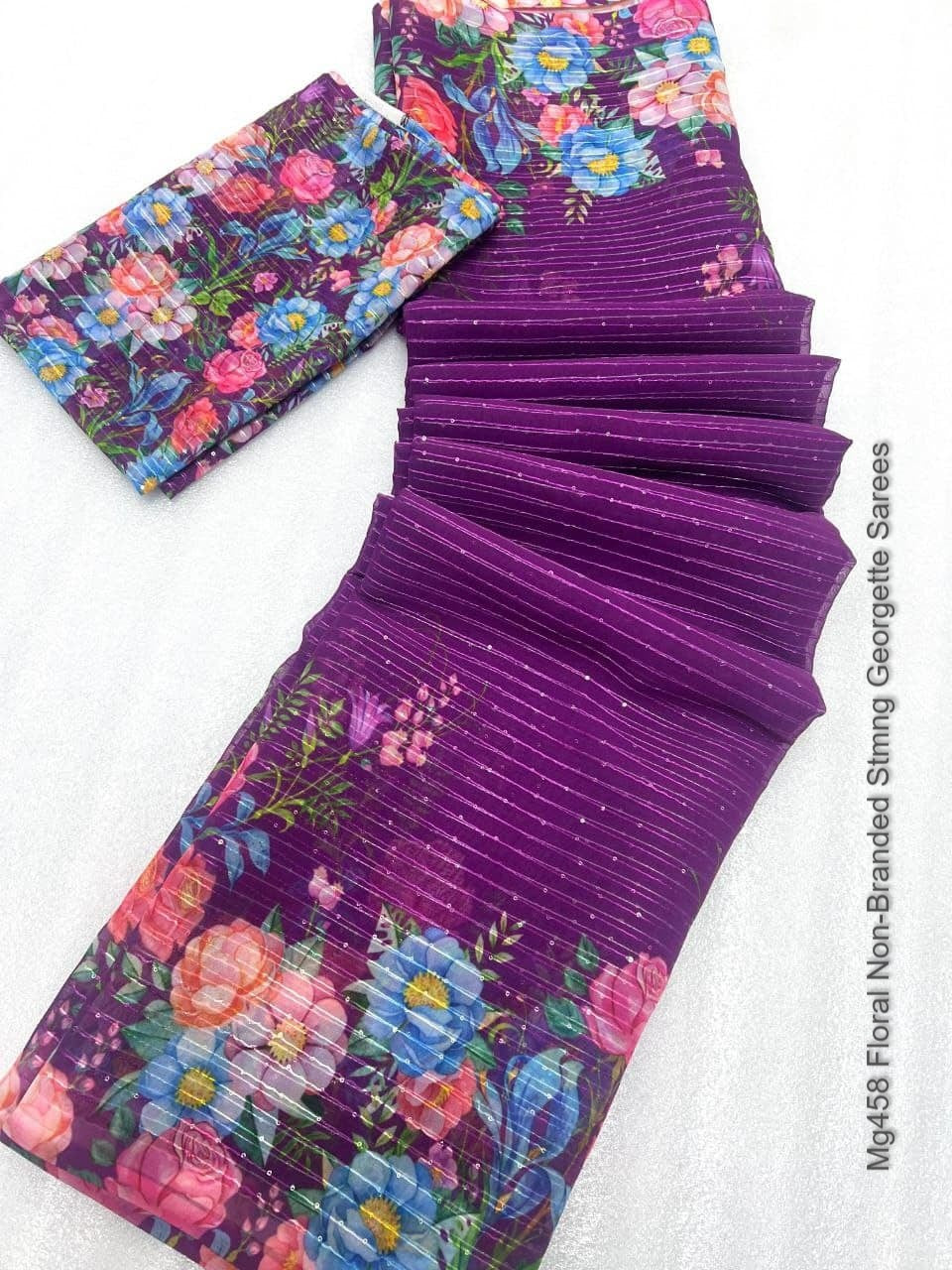 Mg458 Floral Non-Branded Stmng Georgette Sarees