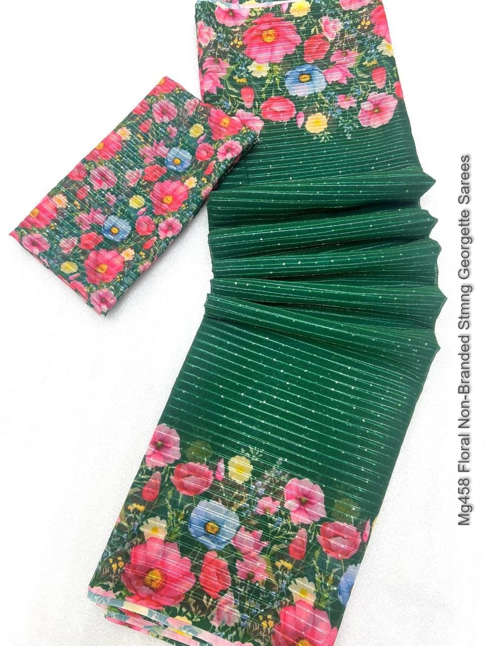 Mg458 Floral Non-Branded Stmng Georgette Sarees