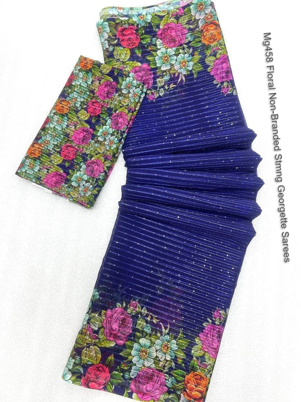 Mg458 Floral Non-Branded Stmng Georgette Sarees