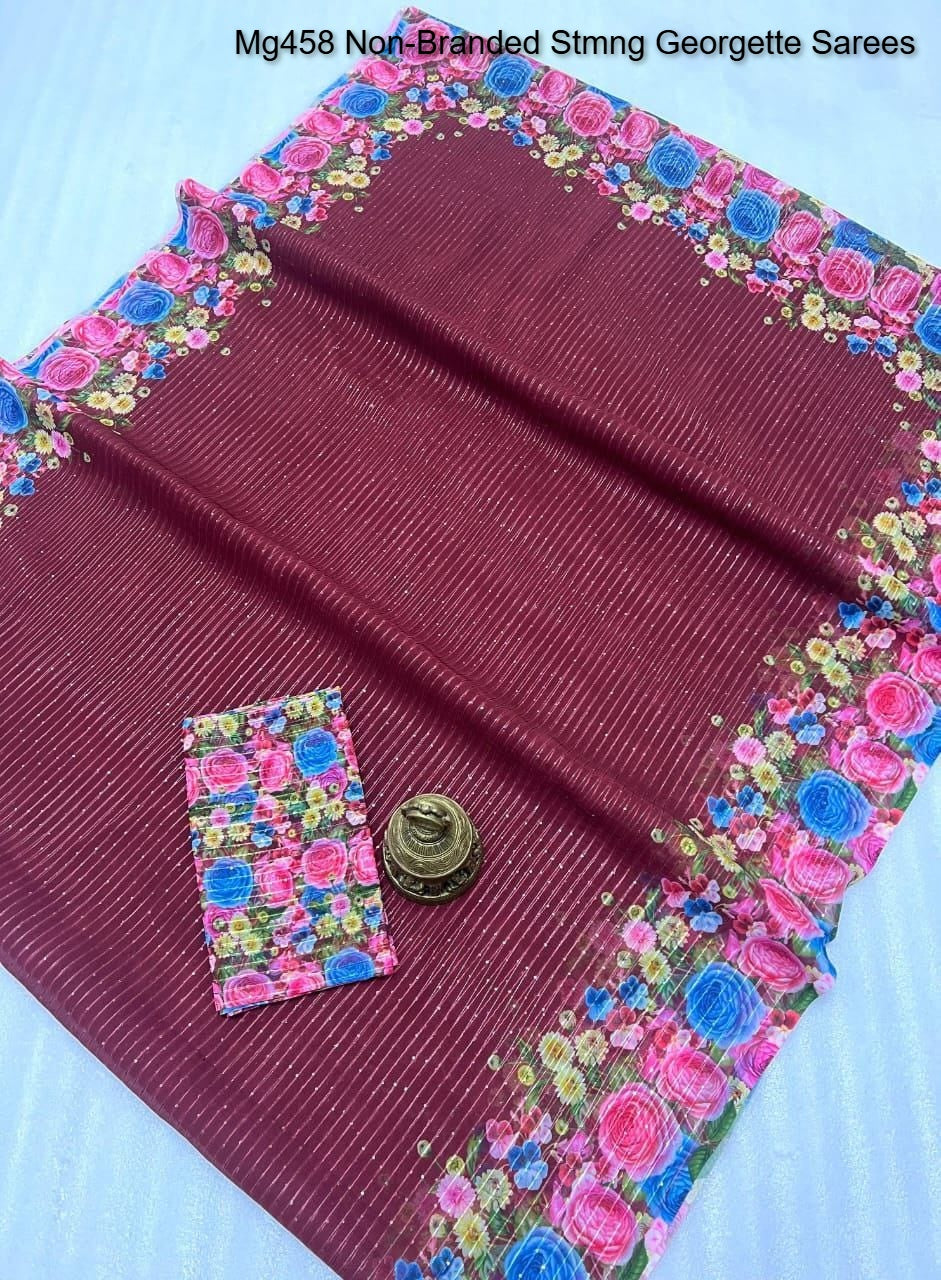 Mg458 Non-Branded Stmng Georgette Sarees