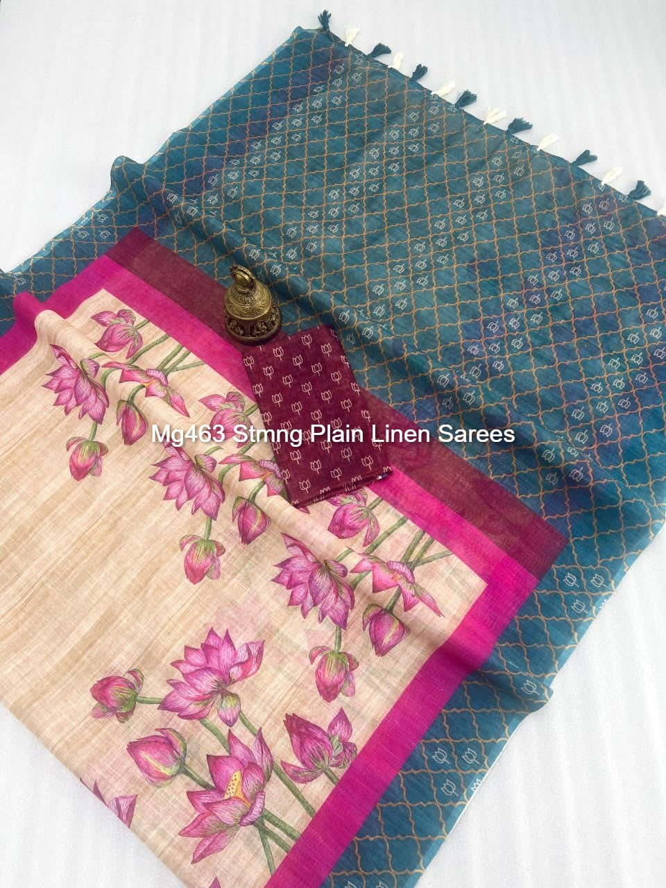 Mg463 Stmng Plain Linen Sarees