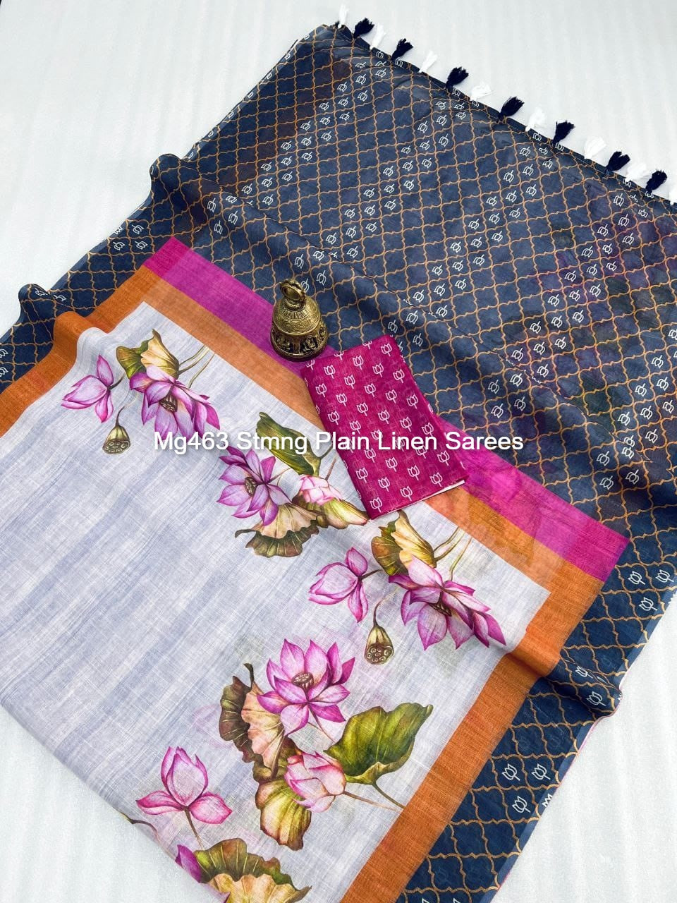 Mg463 Stmng Plain Linen Sarees