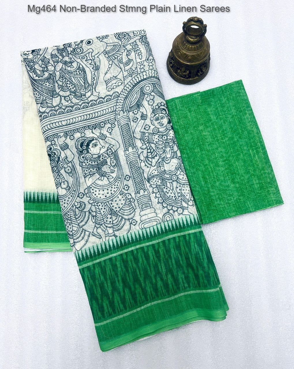 Mg464 Non-Branded Stmng Plain Linen Sarees