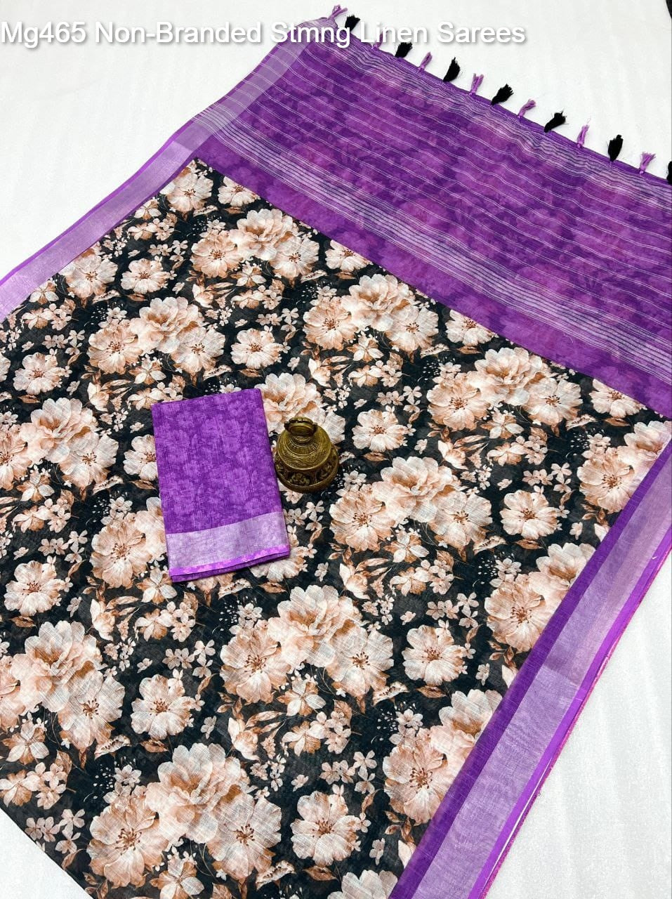 Mg465 Non-Branded Stmng Linen Sarees