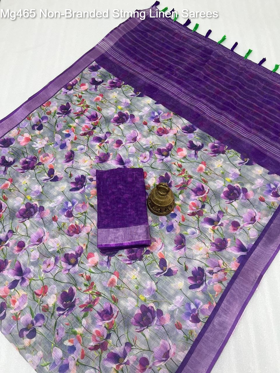 Mg465 Non-Branded Stmng Linen Sarees