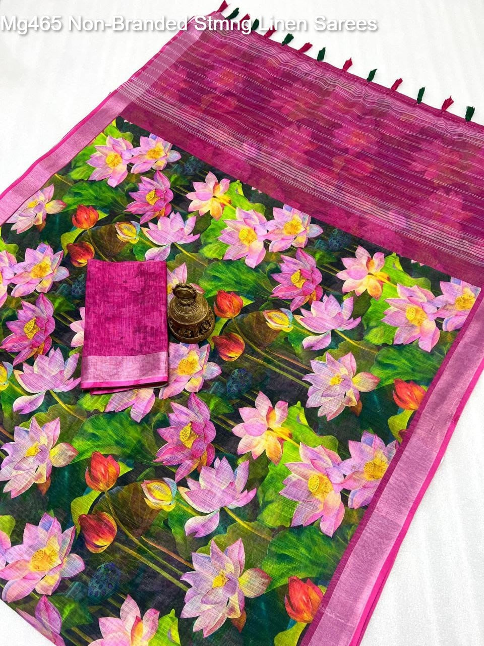 Mg465 Non-Branded Stmng Linen Sarees