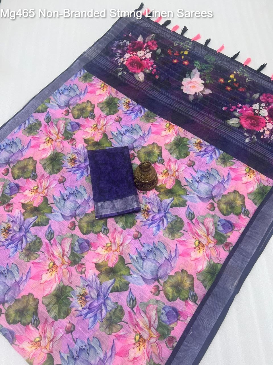 Mg465 Non-Branded Stmng Linen Sarees