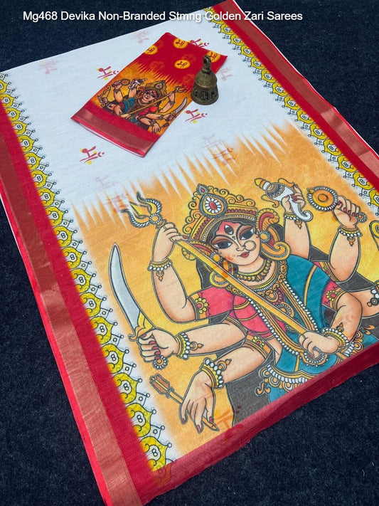 Mg468 Devika Non-Branded Stmng Golden Zari Sarees