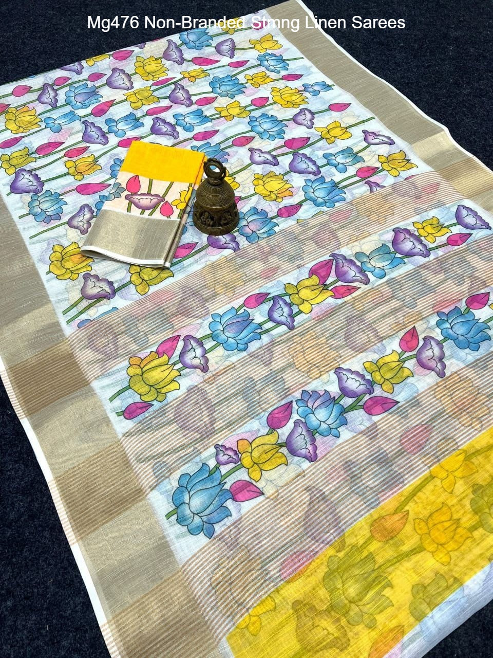 Mg476 Non-Branded Stmng Linen Sarees