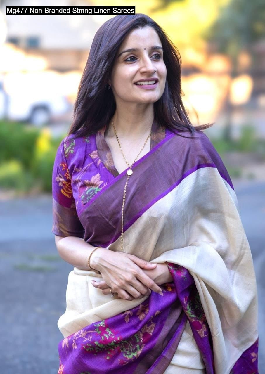 Mg477 Non-Branded Stmng Linen Sarees