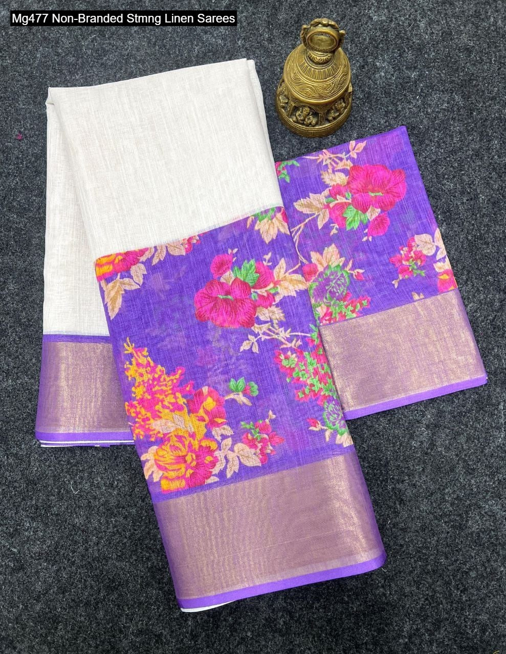 Mg477 Non-Branded Stmng Linen Sarees