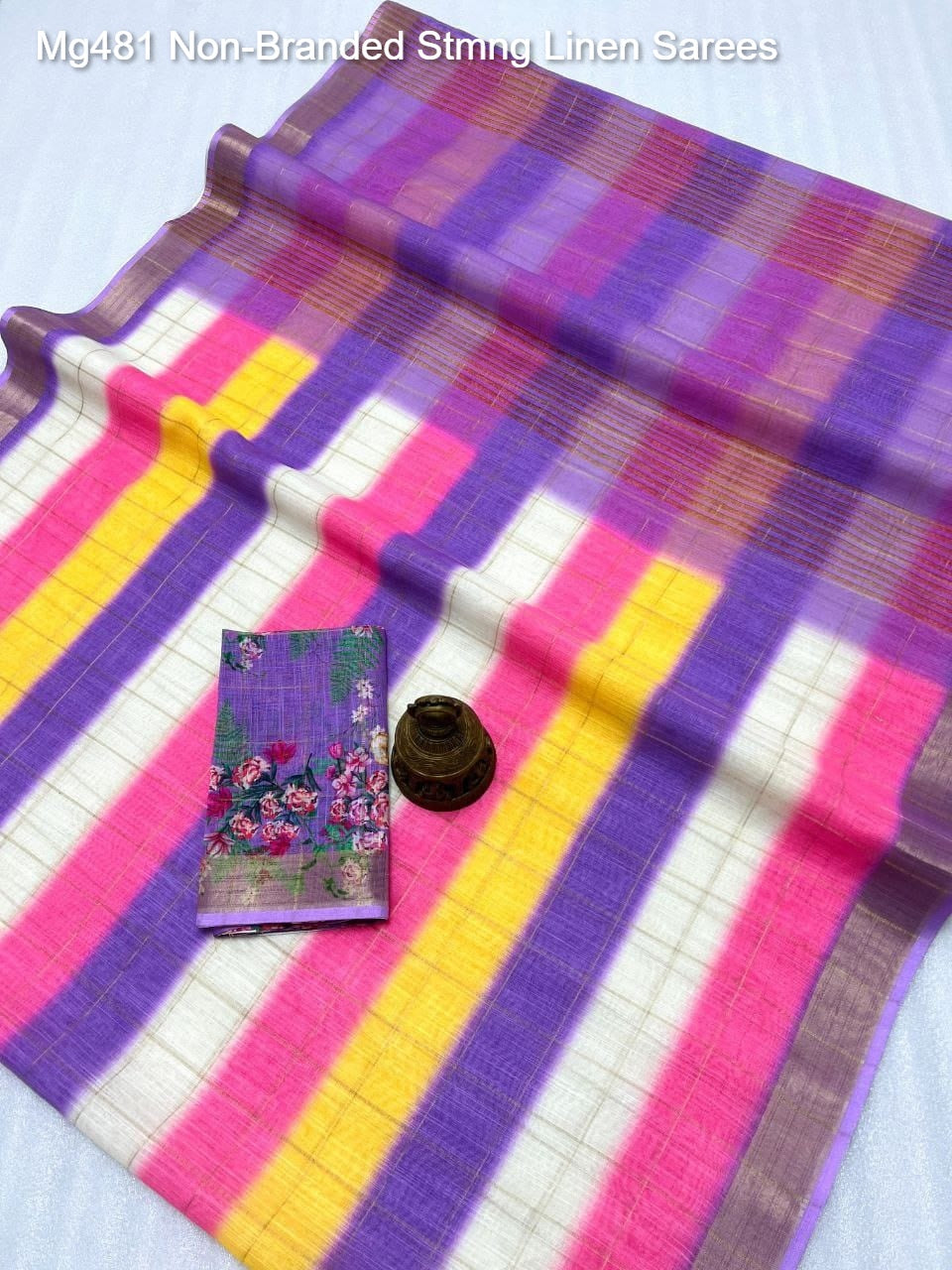 Mg481 Non-Branded Stmng Linen Sarees
