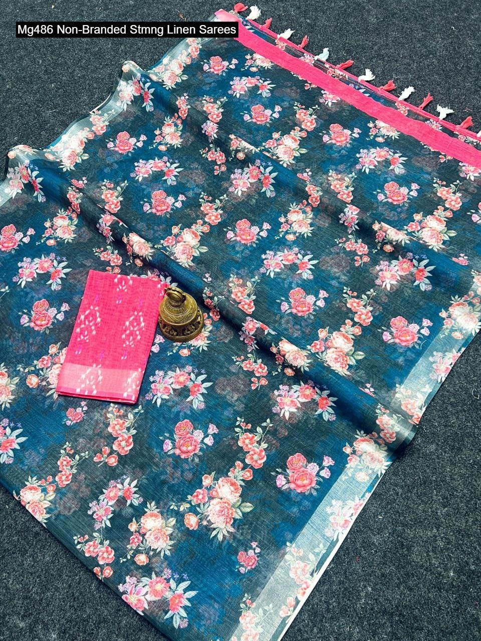 Mg486 Non-Branded Stmng Linen Sarees