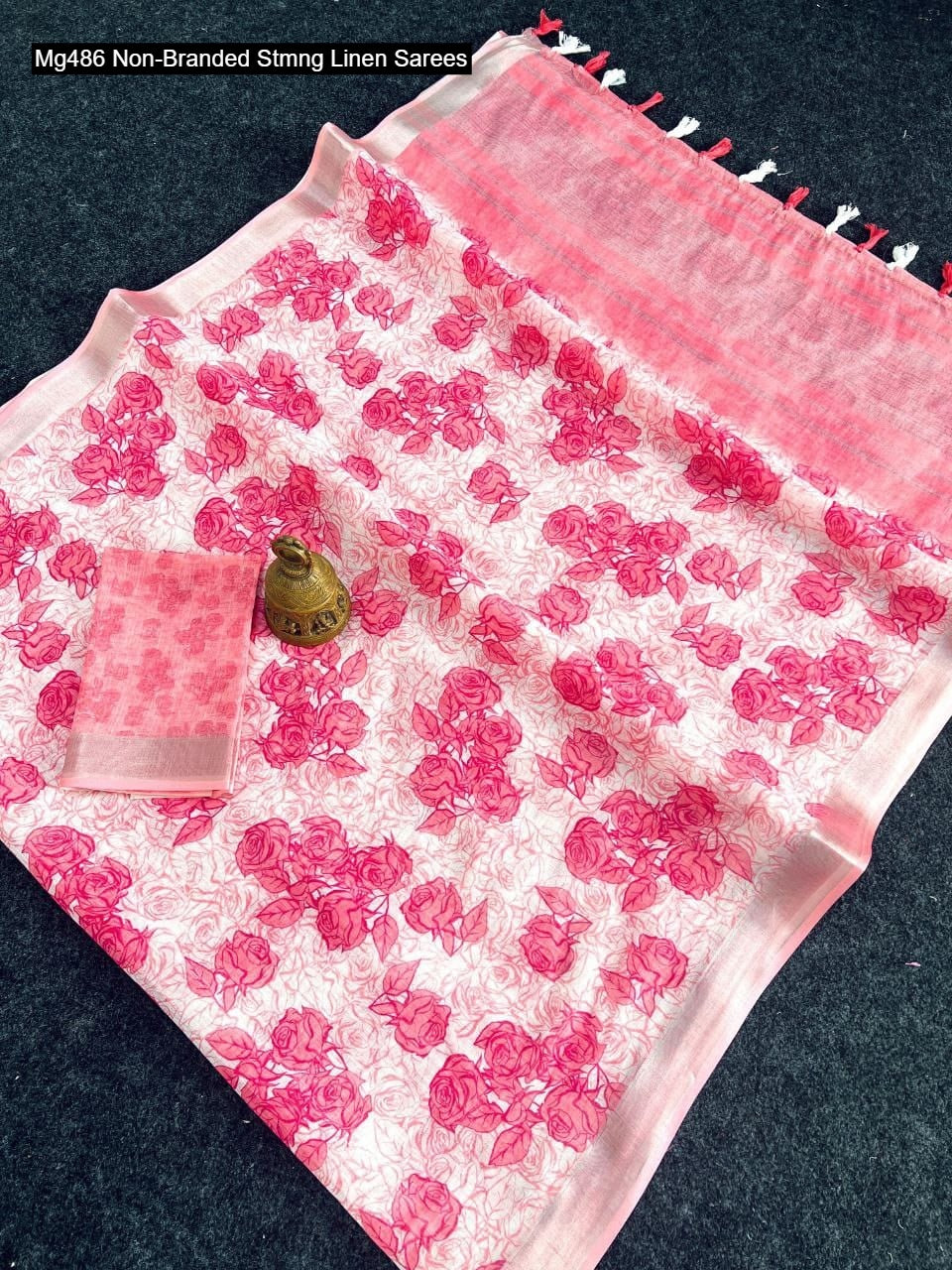 Mg486 Non-Branded Stmng Linen Sarees