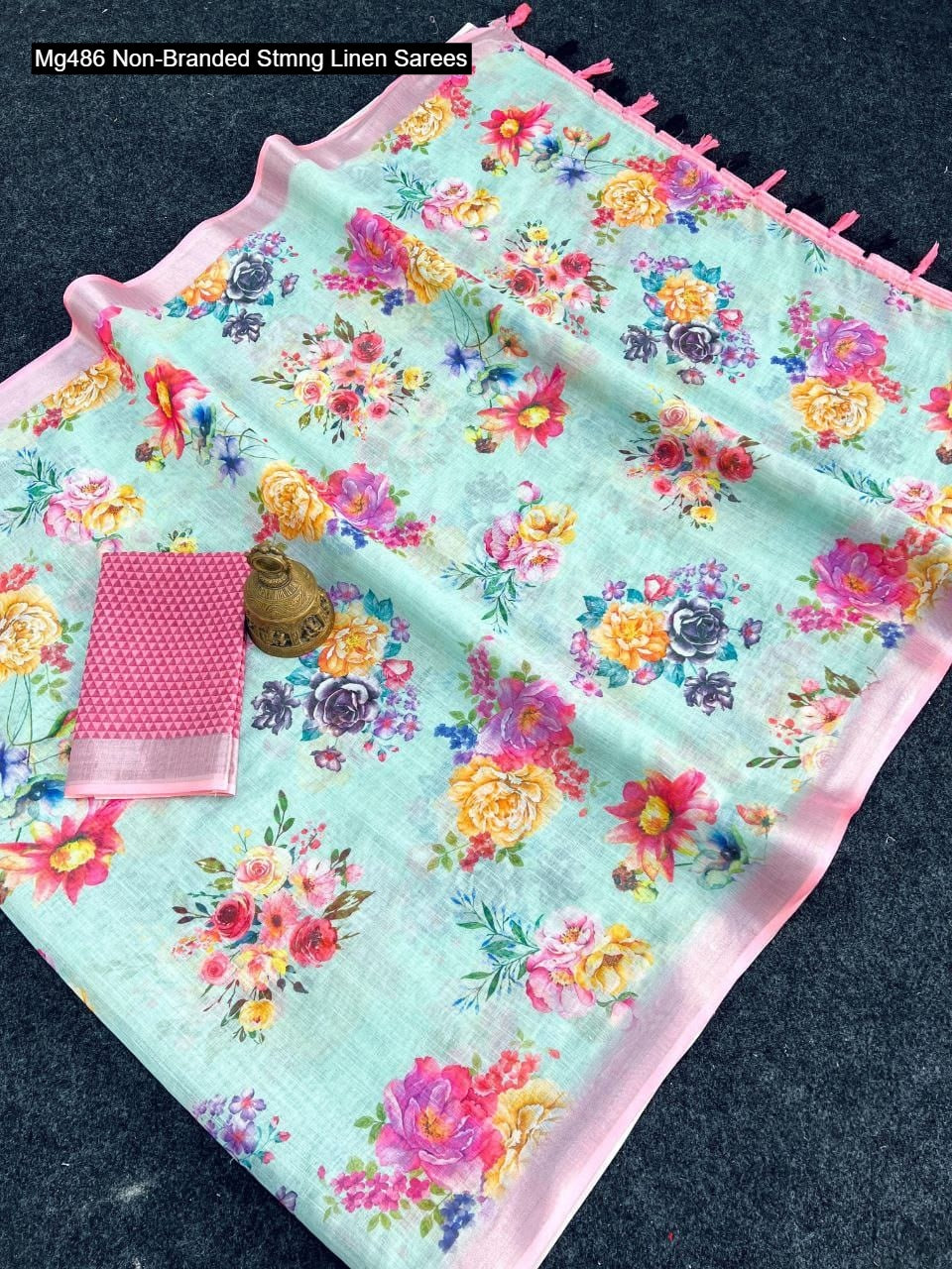 Mg486 Non-Branded Stmng Linen Sarees