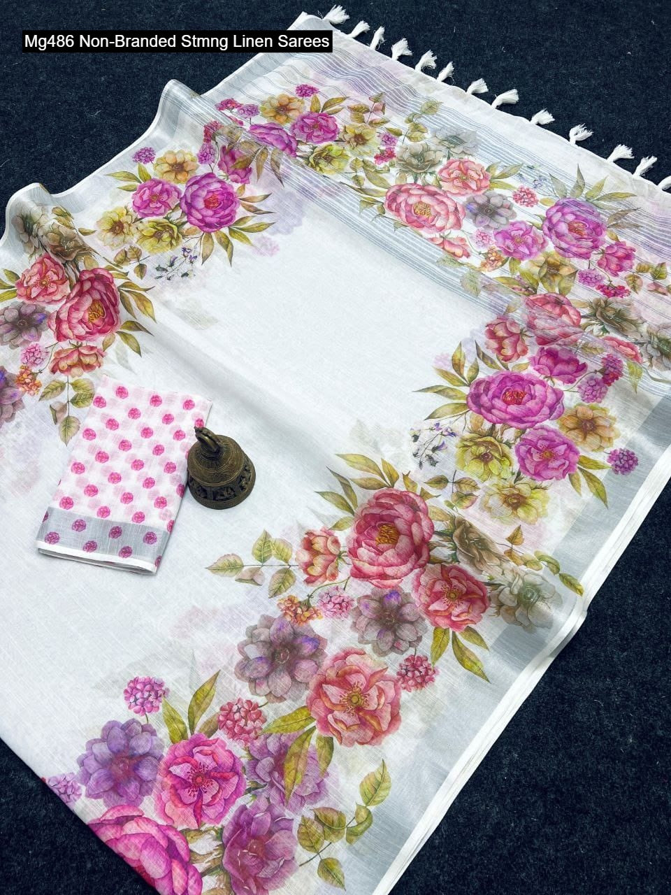 Mg486 Non-Branded Stmng Linen Sarees