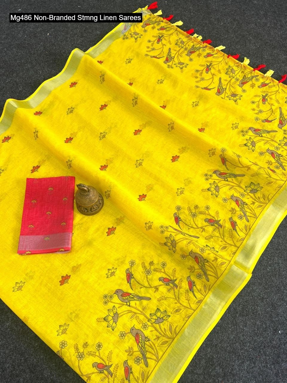 Mg486 Non-Branded Stmng Linen Sarees