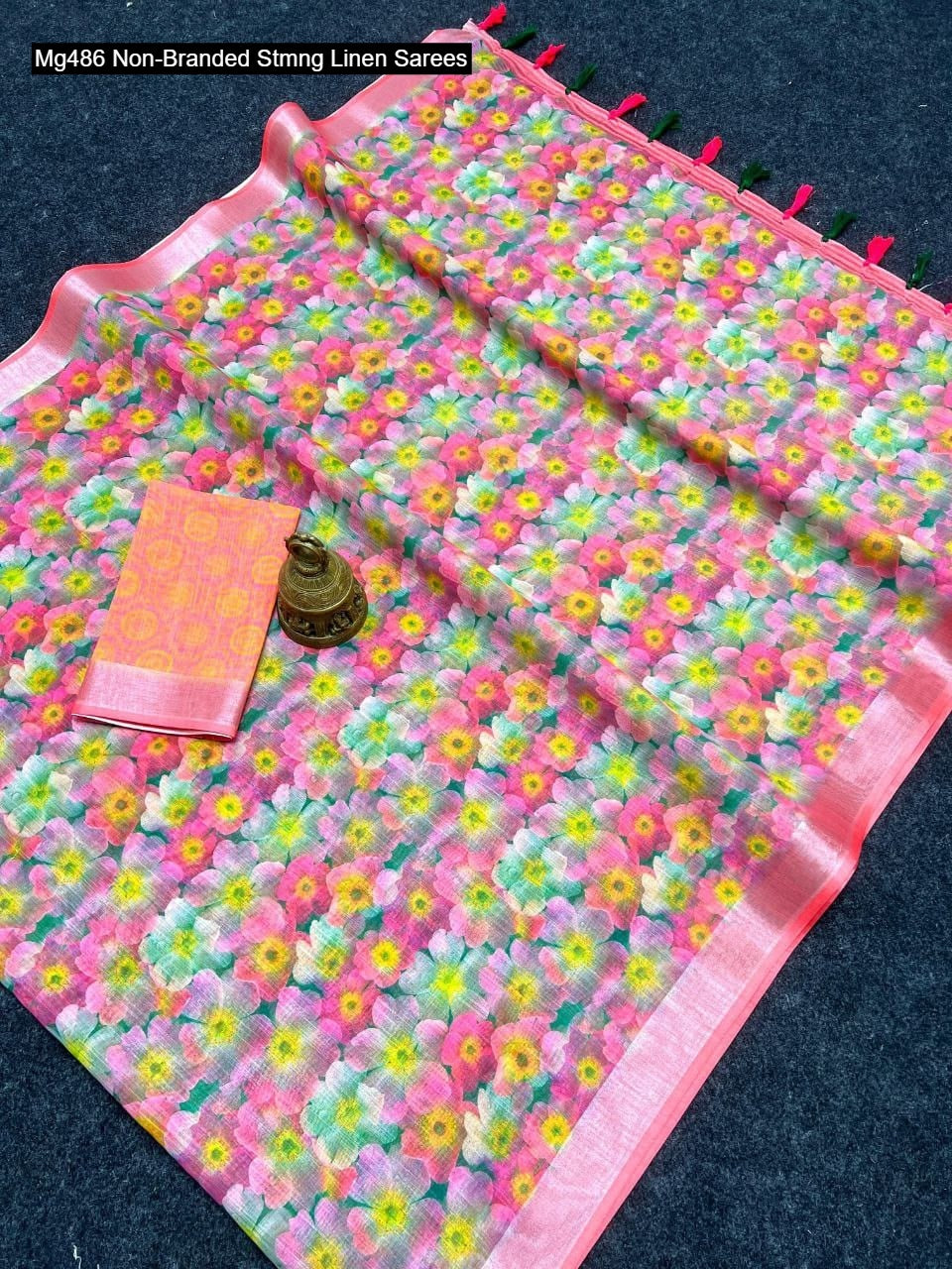 Mg486 Non-Branded Stmng Linen Sarees