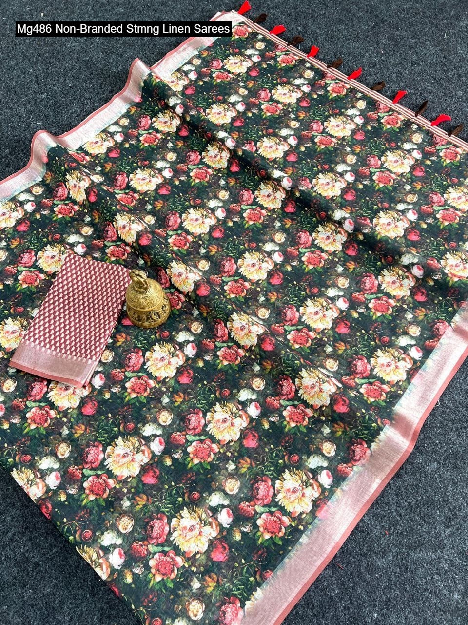 Mg486 Non-Branded Stmng Linen Sarees