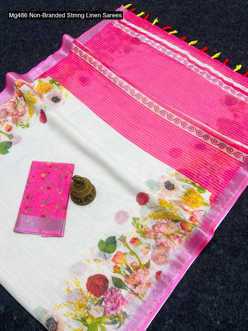 Mg486 Non-Branded Stmng Linen Sarees