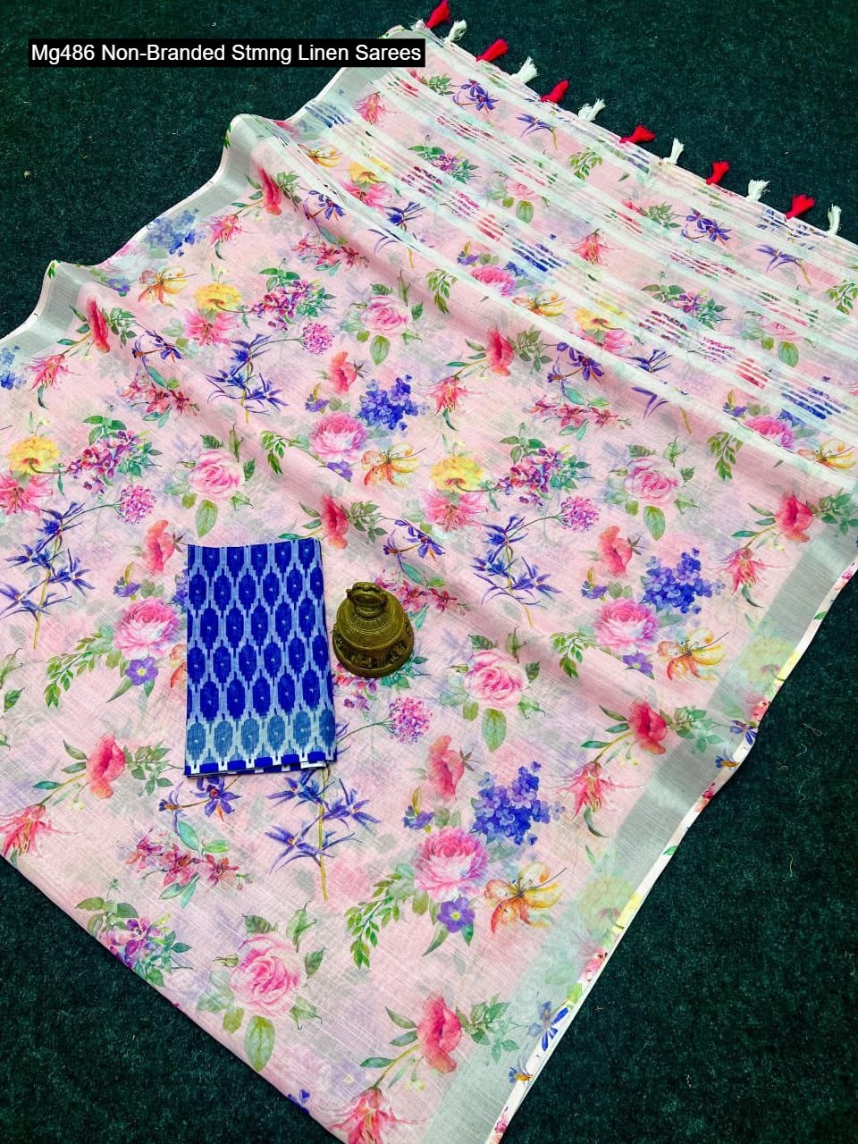 Mg486 Non-Branded Stmng Linen Sarees