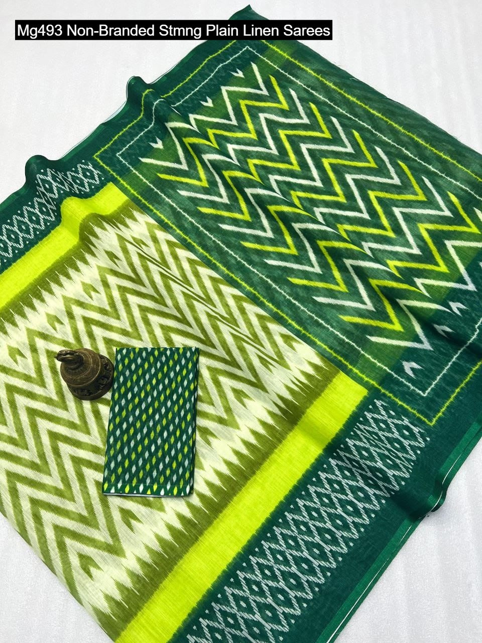 Mg493 Non-Branded Stmng Plain Linen Sarees