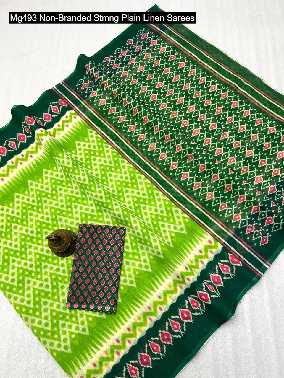 Mg493 Non-Branded Stmng Plain Linen Sarees